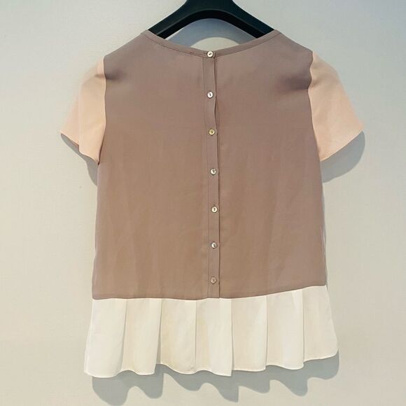 41 Hawthorn Stitch Fix Colorblock Peplum Button Back Top Size Small - Picture 2 of 5